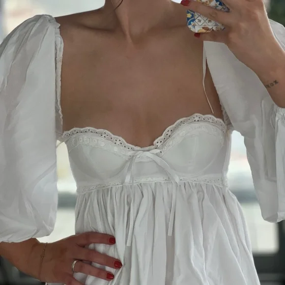 LIMITED EDITION BabyDoll dress with underwire cups, Corset Top with Puff Sleeves - Picture 4 of 9